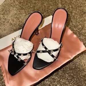 Amina Muaddi Black Embellished Women's Heels